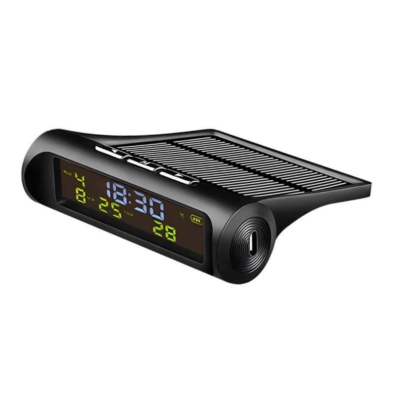 JECOMPRIS Solar Powered Car Clock Thermometer Digital Dashboard Clock with Temperature Display Date for Vehicles Essential Car Accessory for Accurate Readings - Image 1